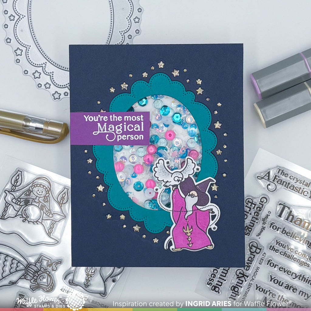 Waffle Flower Magical Birthday Clear Stamp and Die Set wfc1811 magic