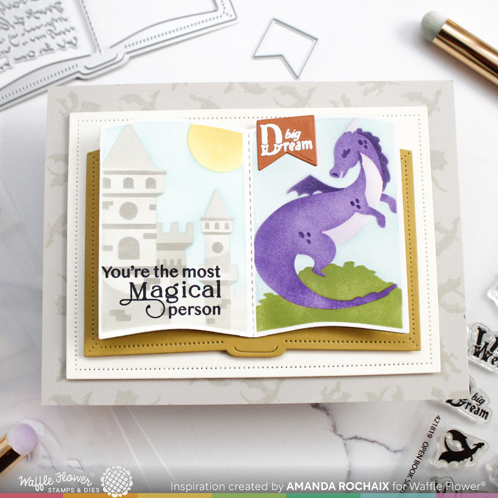 Waffle Flower Magical Sentiments Clear Stamps 421829 dragon