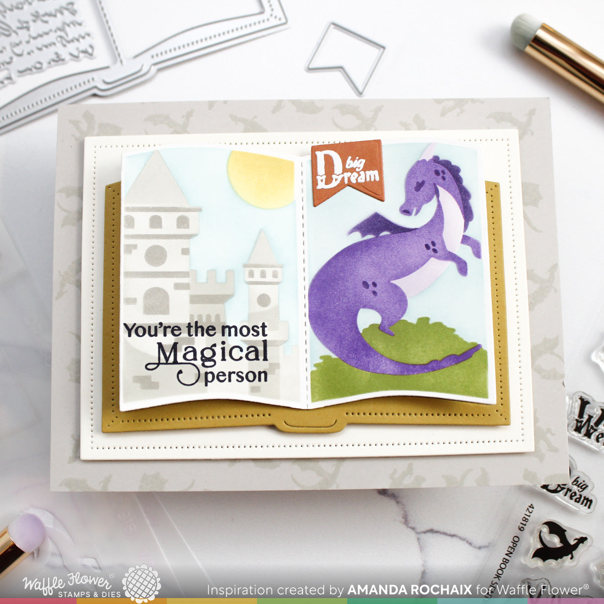 Waffle Flower Magical Sentiments Clear Stamps 421829 dragon
