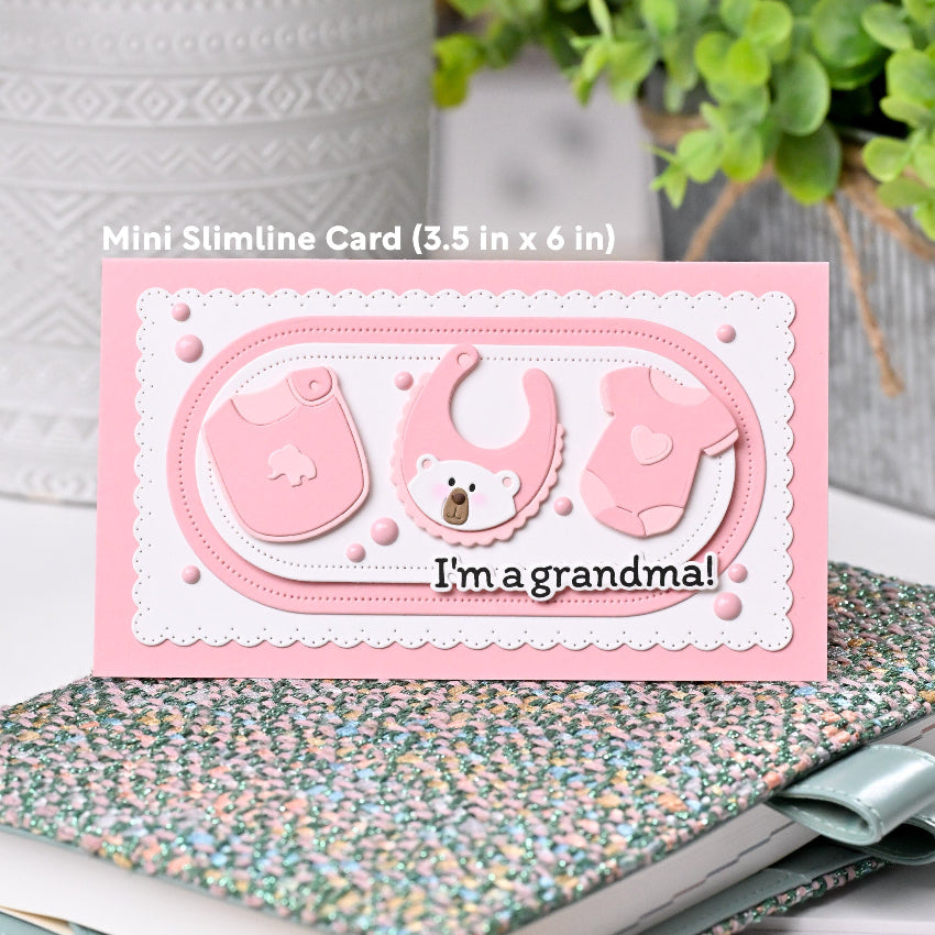 Waffle Flower Mini Slimline Piercing Elongated Ovals Dies 422508 i'm a grandma card