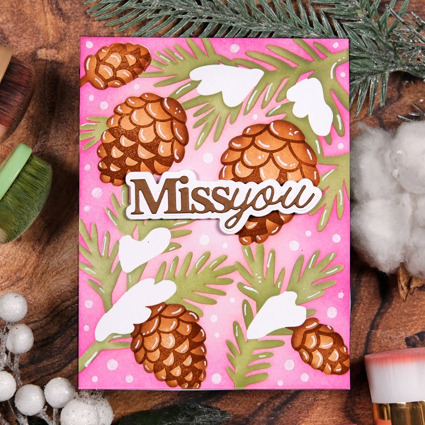 Waffle Flower Miss You Word Dies 422276 pinecones