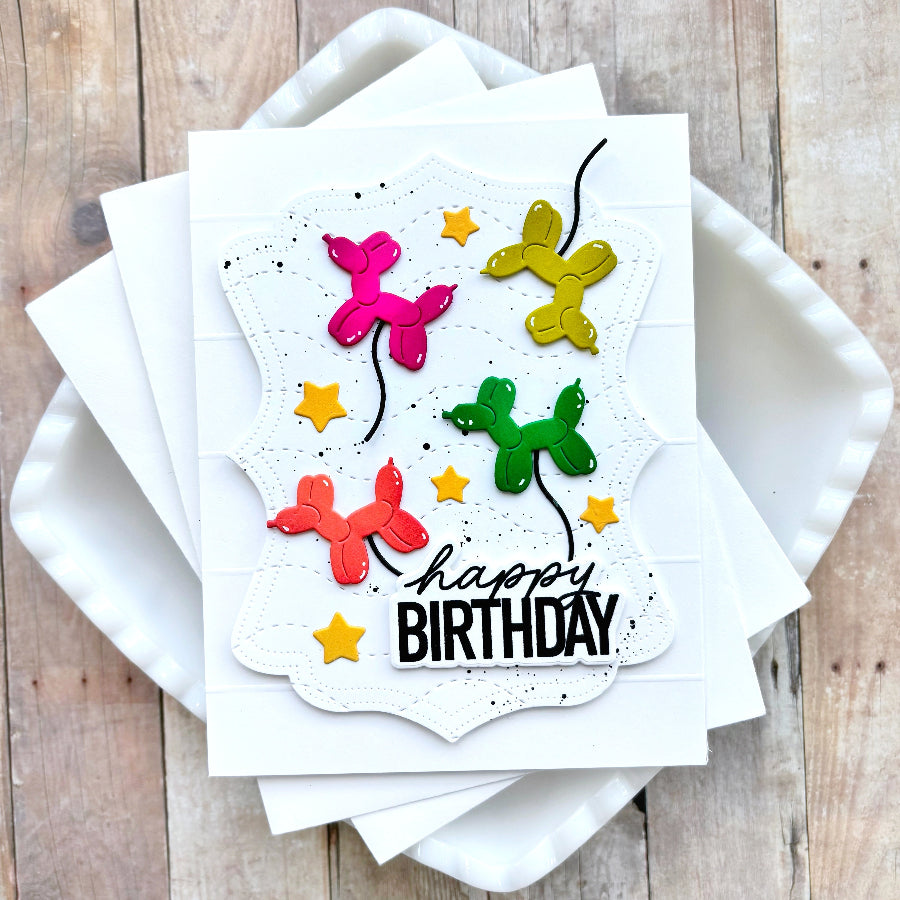 Waffle Flower Mixed Sentiments Clear Stamp and Die Set balloon animals