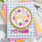 Waffle Flower Mixed Sentiments Clear Stamp and Die Set birthday cake