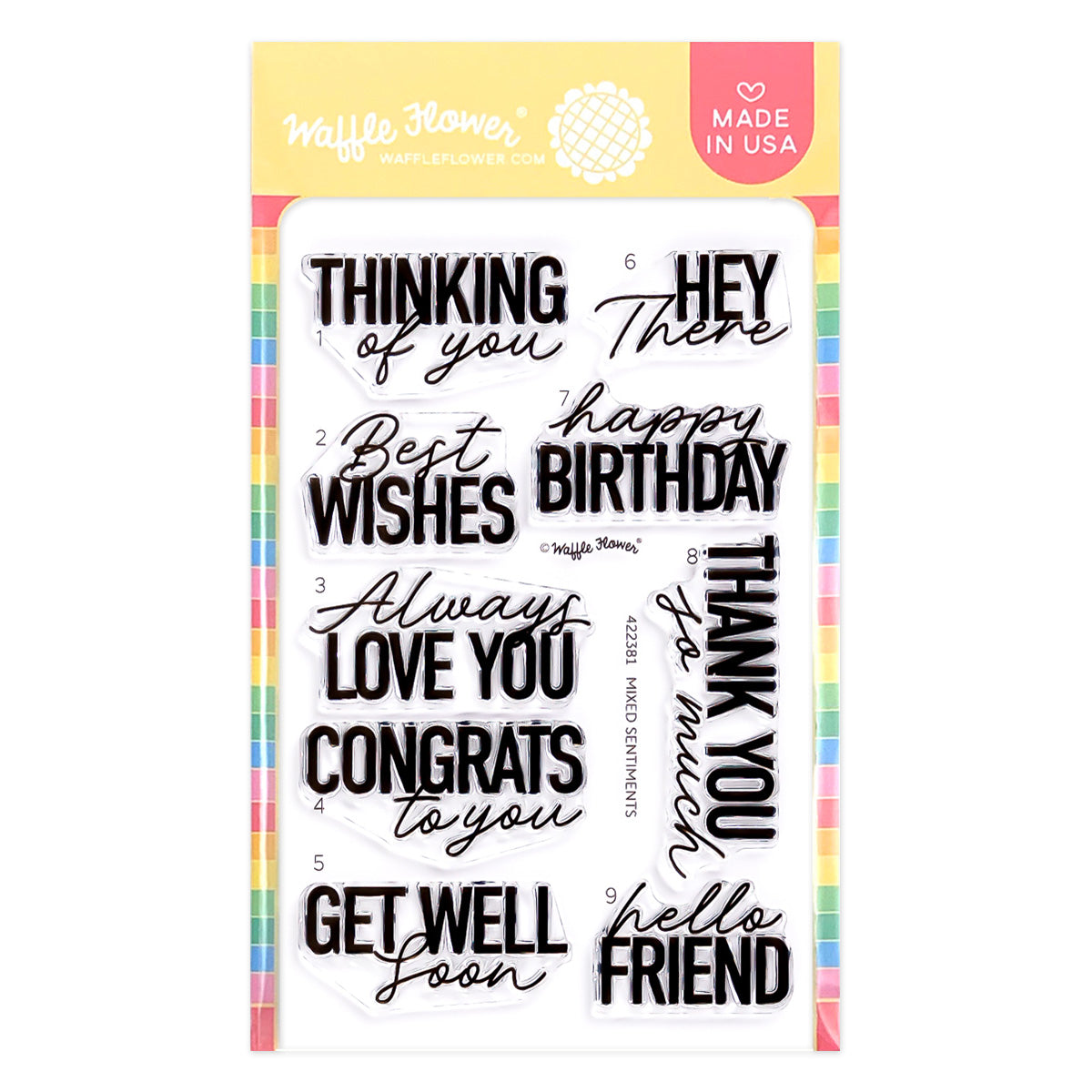 Waffle Flower Mixed Sentiments Clear Stamps 422381