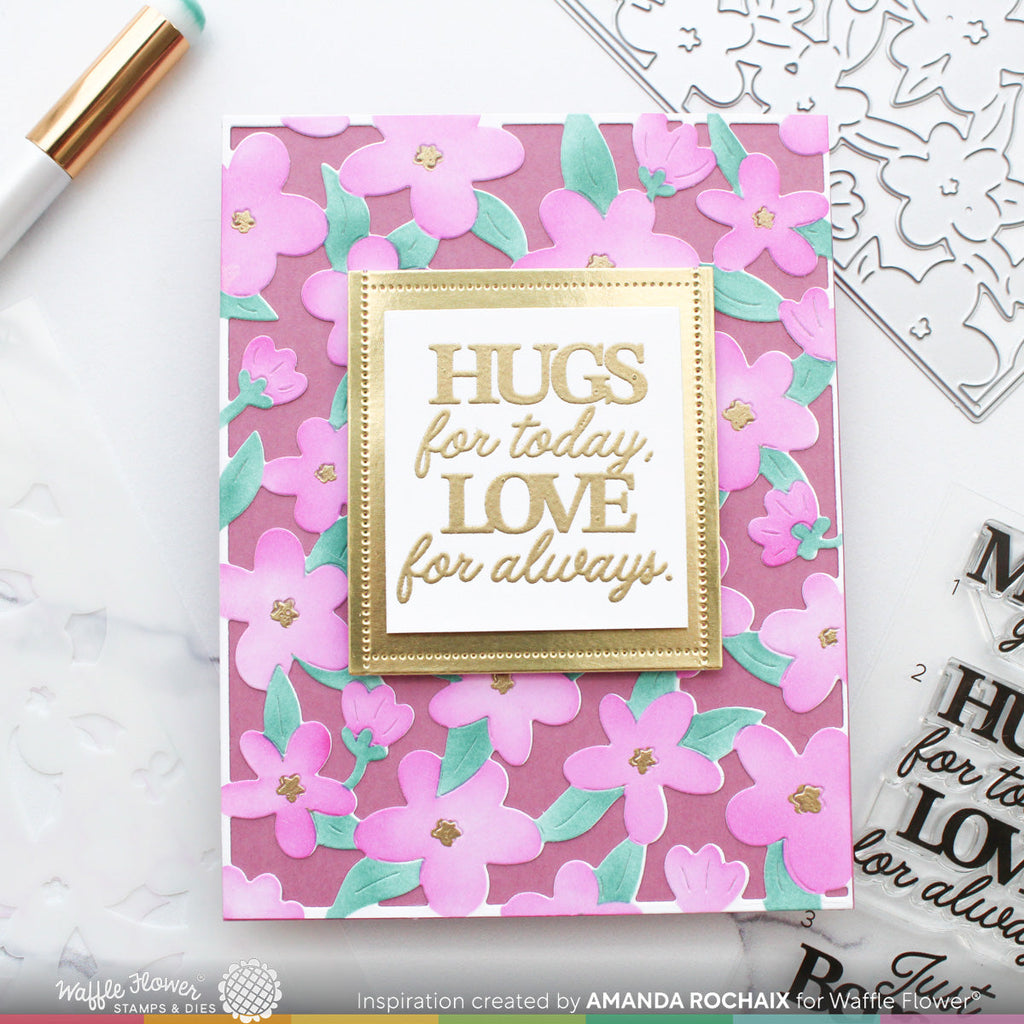 Waffle Flower Mod Blossom Stencil and Die Set flowers