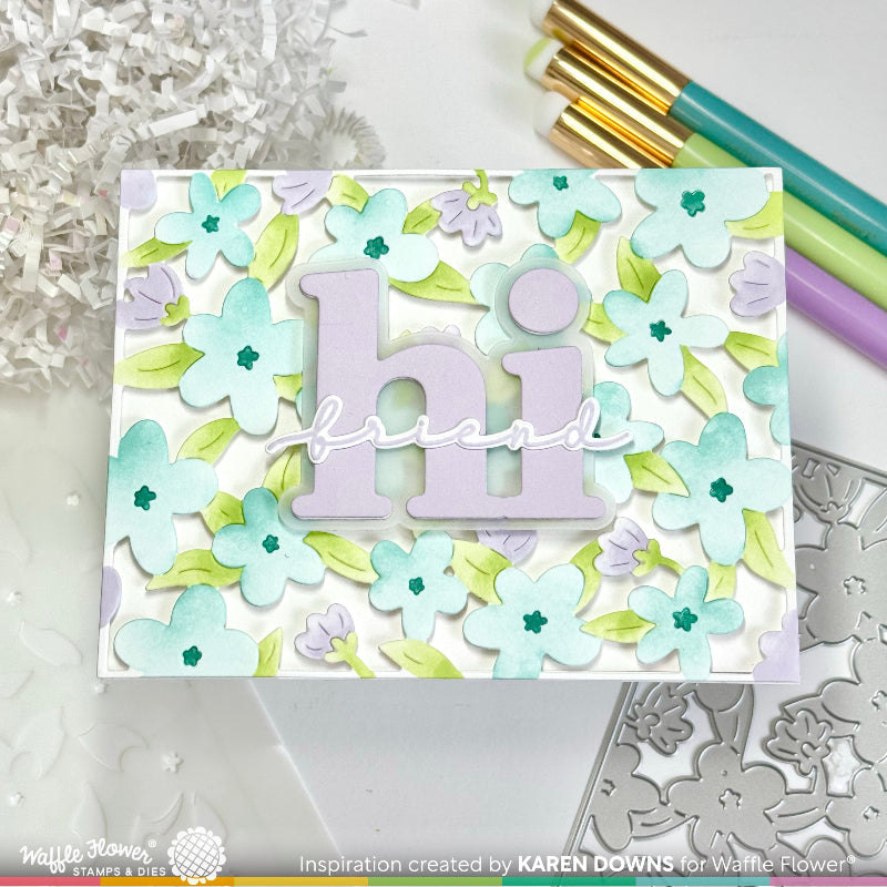Waffle Flower Mod Blossom Stencil and Die Set pastel