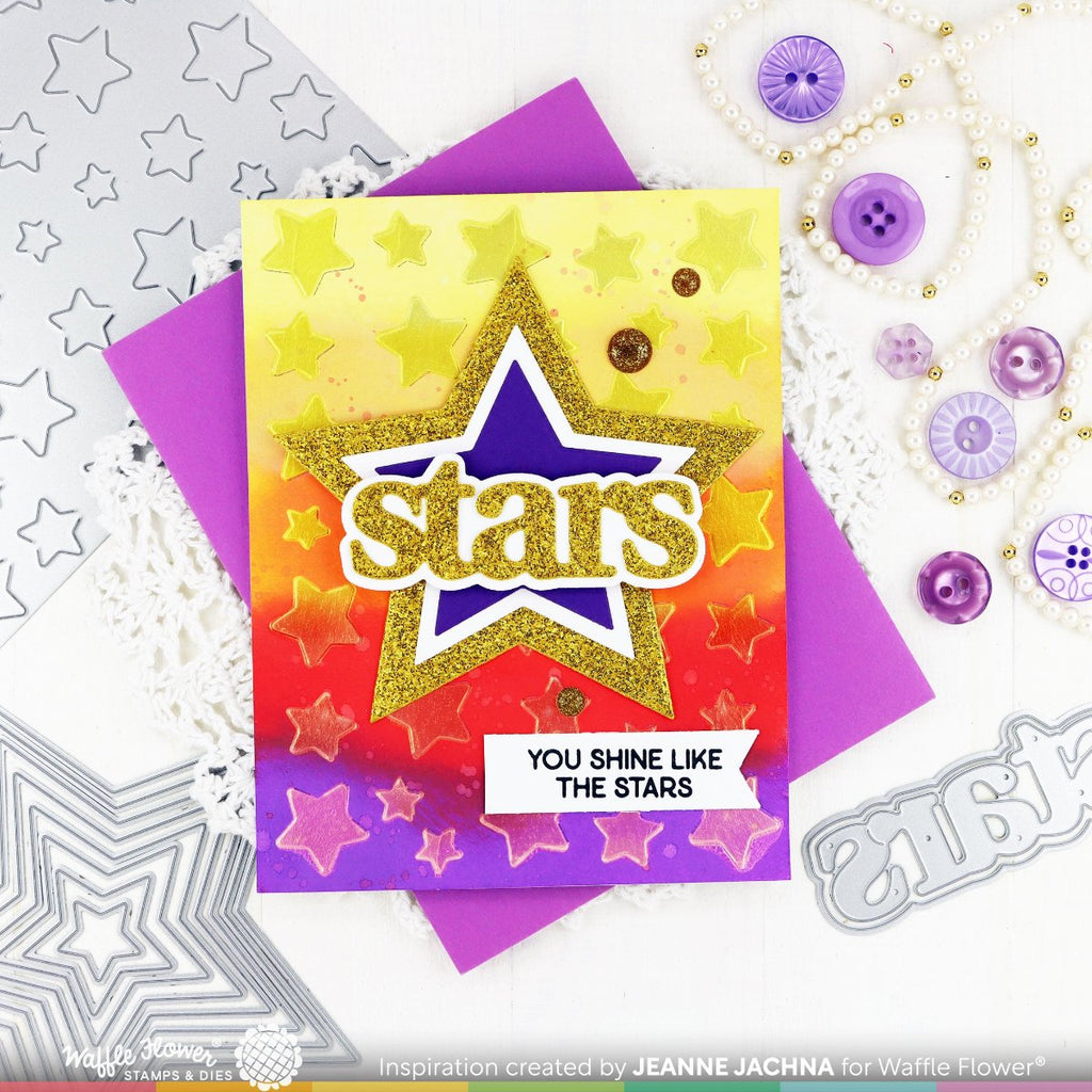 Waffle Flower Moon and Stars Print Dies 421740 vivid color