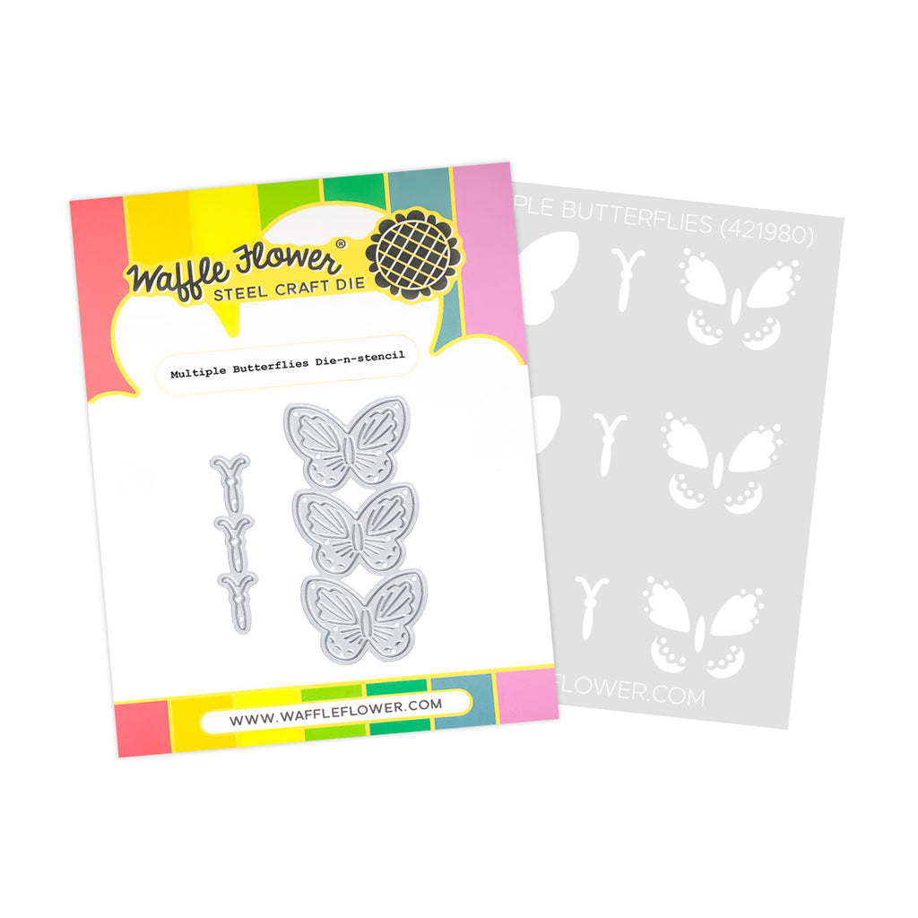 Waffle Flower Multiple Butterflies Die n stencil Set 421983