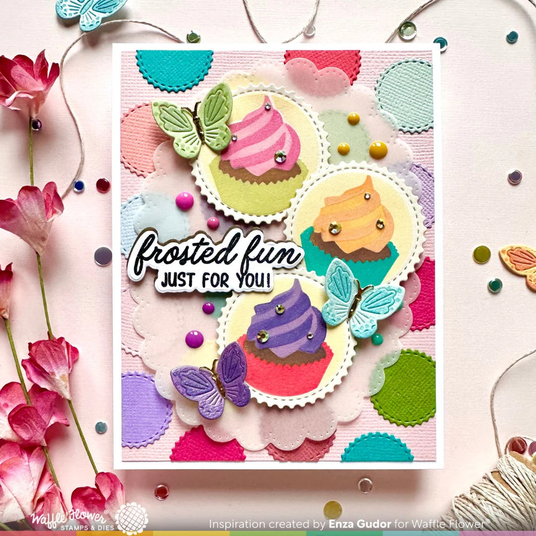Waffle Flower Multiple Butterflies Die n stencil Set 421983 cupcakes