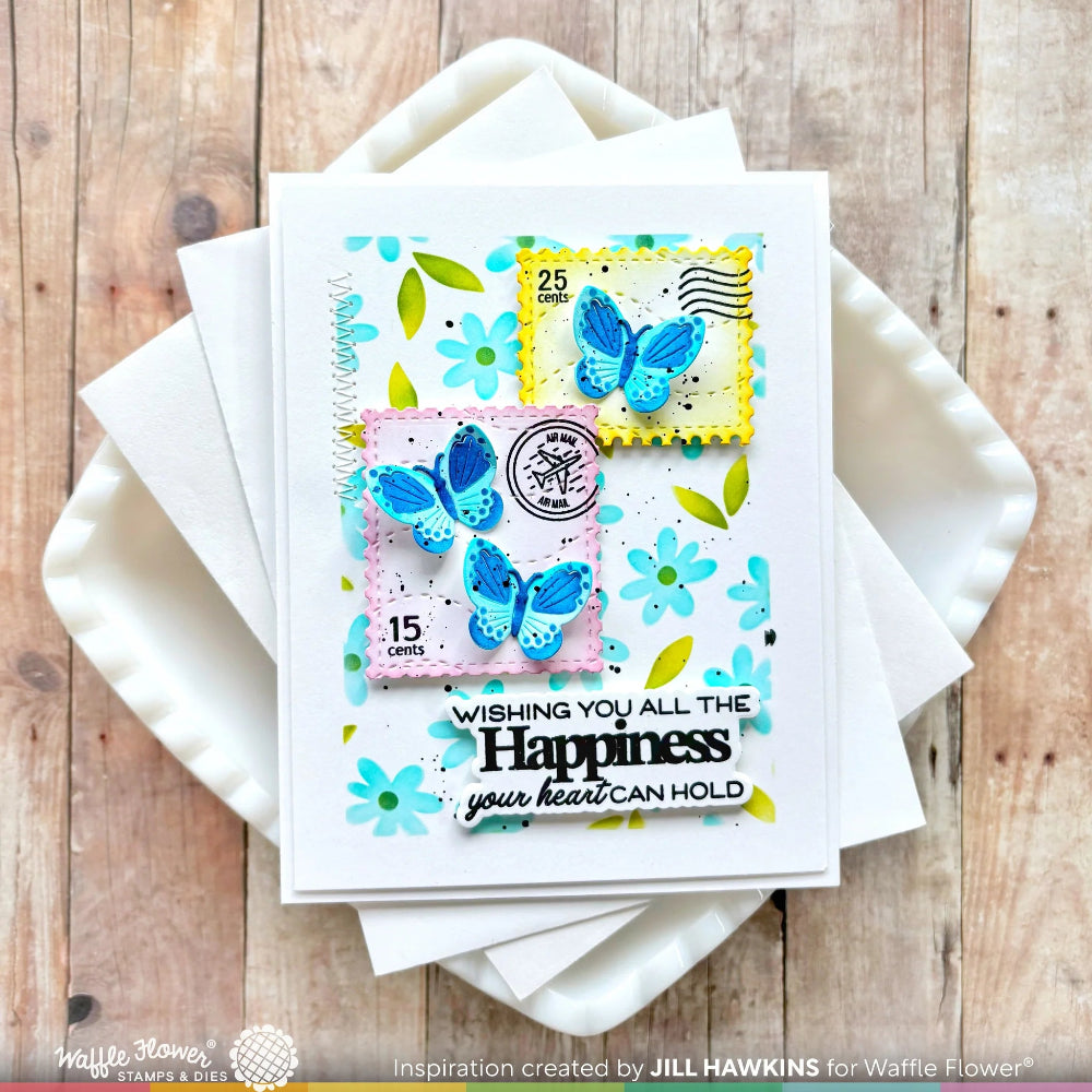 Waffle Flower Multiple Butterflies Die n stencil Set 421983 flowers