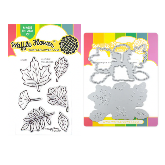 Waffle Flower Multiple Fall Leaves Clear Stamp and Die Set wfc1547