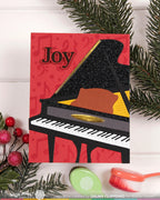 Waffle Flower Musical Notes Background Stencil 422729 black sparkle piano joy red card galina filippenko