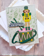 Waffle Flower Musical Notes Background Stencil 422729 green nutcracker pink and green drum christmas card jill hawkins