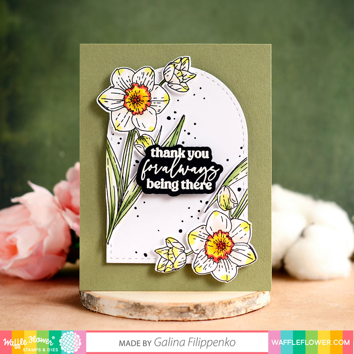 Waffle Flower Narcissus Clear Stamp and Die Set wfc1145 thanks