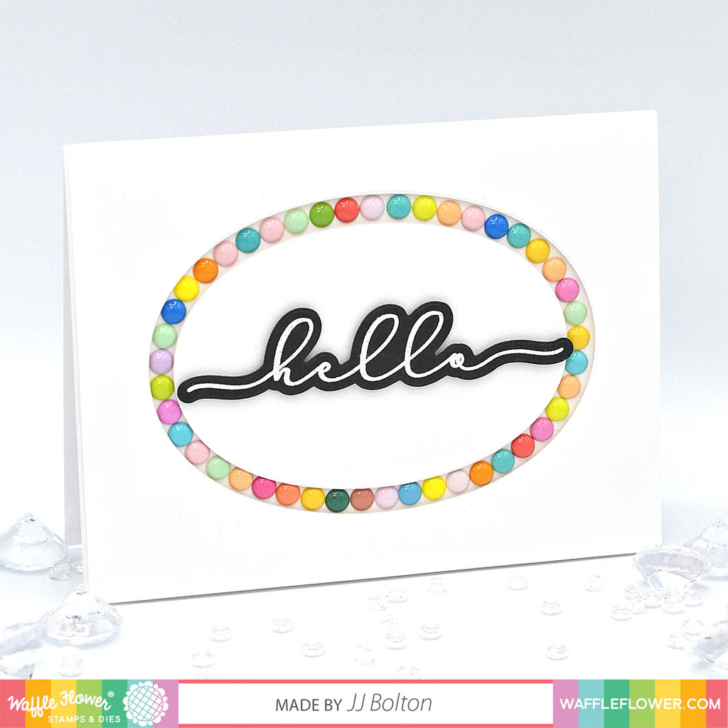 Waffle Flower Nesting Oval Frames Dies 420866 hello