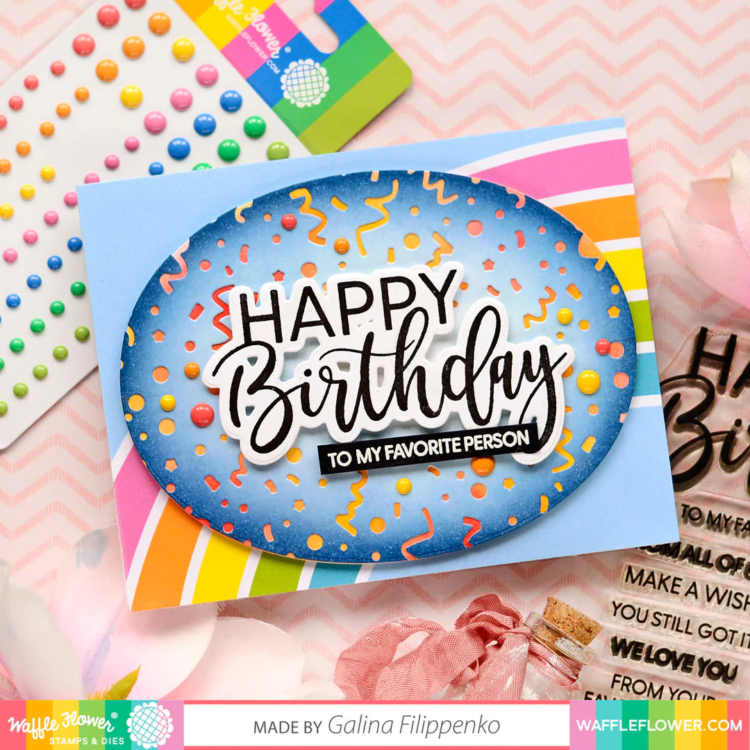 Waffle Flower Nesting Ovals Dies 310334 happy birthday