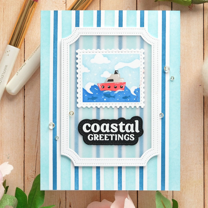 Waffle Flower Nesting Piercing Ticket Frames Dies 422058 boat