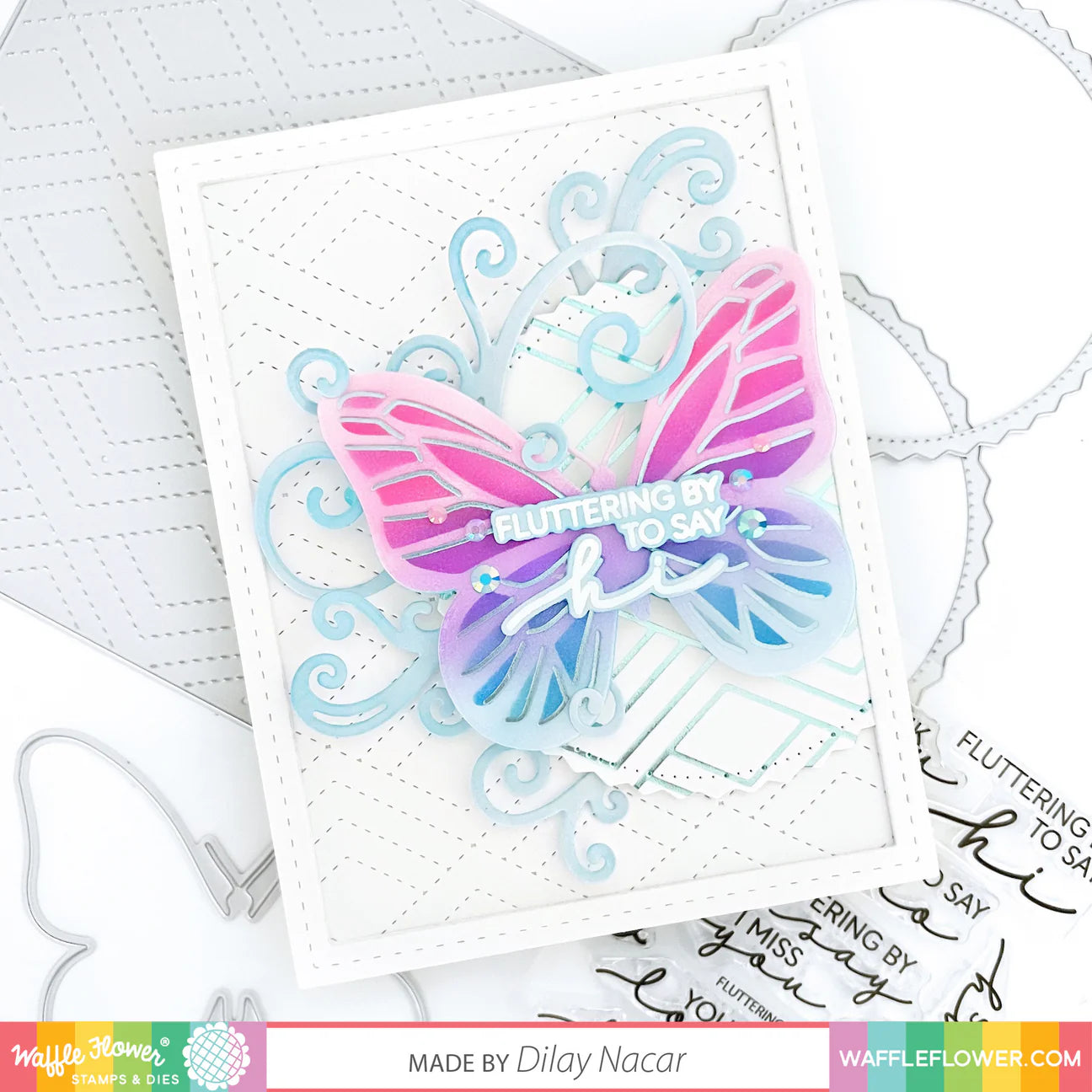 Waffle Flower Nesting Pinking Circles Dies 421349 butterfly