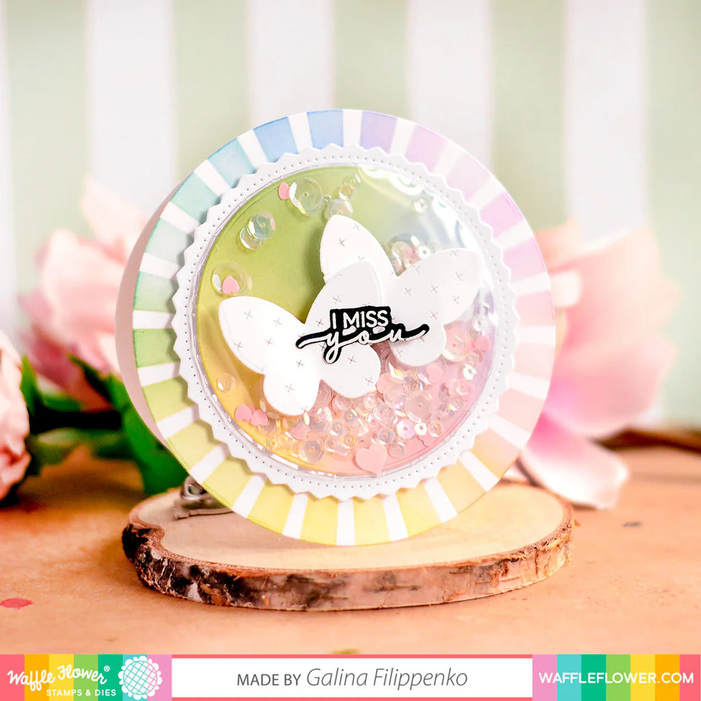 Waffle Flower Nesting Pinking Circles Dies 421349 shaker card