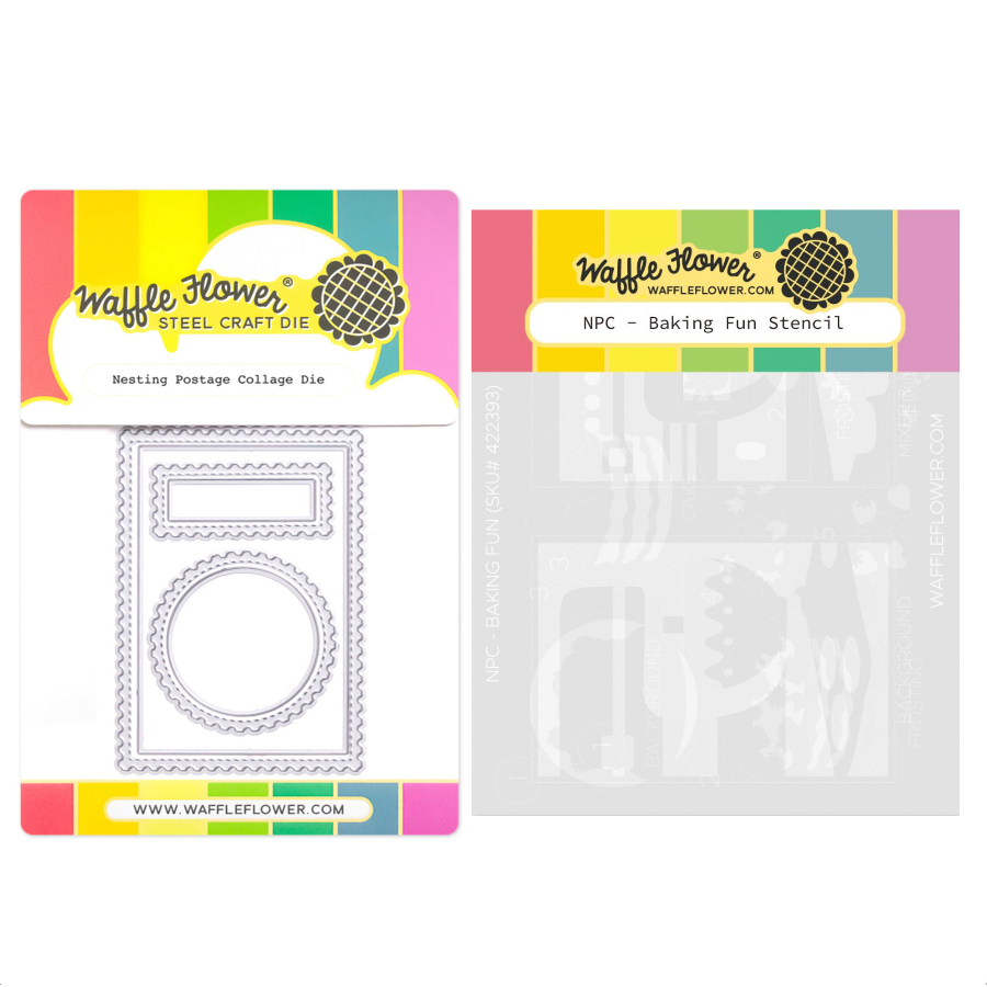 Waffle Flower Nesting Postage Collage Baking Fun Stencil and Postage Collage Die Set