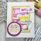 Waffle Flower Nesting Postage Collage Baking Fun Stencil and Postage Collage Die Set strawberries