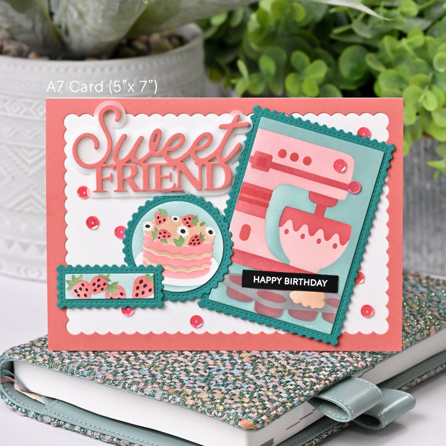Waffle Flower Nesting Postage Collage Baking Fun Stencils 422393 happy birthday