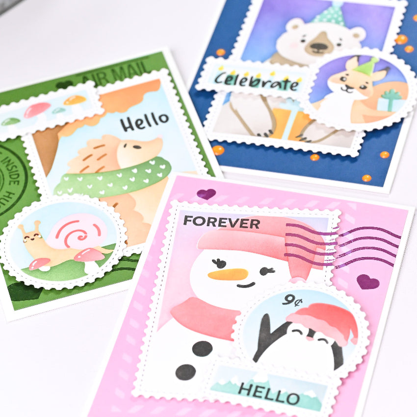 Waffle Flower Nesting Postage Collage Blocks Dies 422222 critters