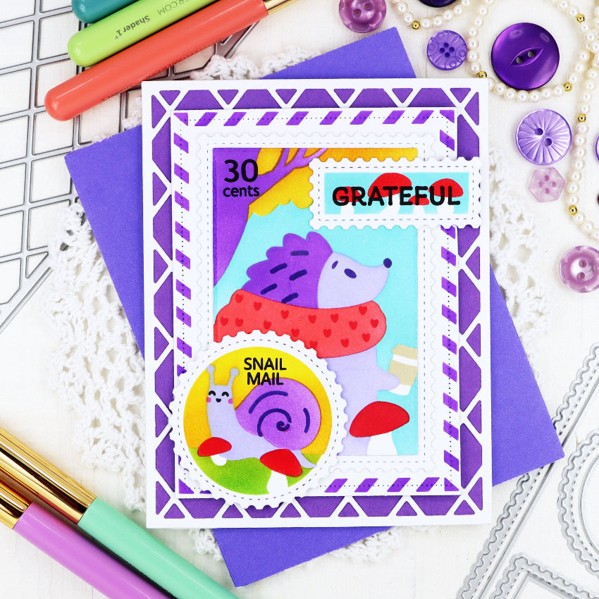 Waffle Flower Nesting Postage Collage Blocks Stencil 421910 grateful