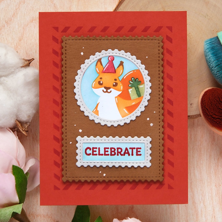 Waffle Flower Nesting Postage Collage Blocks Stencil 421910 present