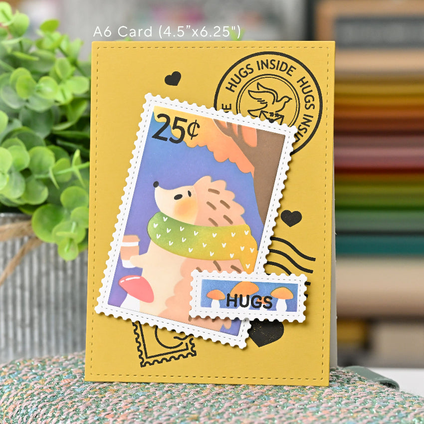 Waffle Flower Nesting Postage Collage Clear Stamps 422221 hugs