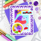Waffle Flower Nesting Postage Collage Die and Blocks Stencil Set grateful