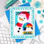 Waffle Flower Nesting Postage Collage Die and Let it Snow Stencil Set snowman