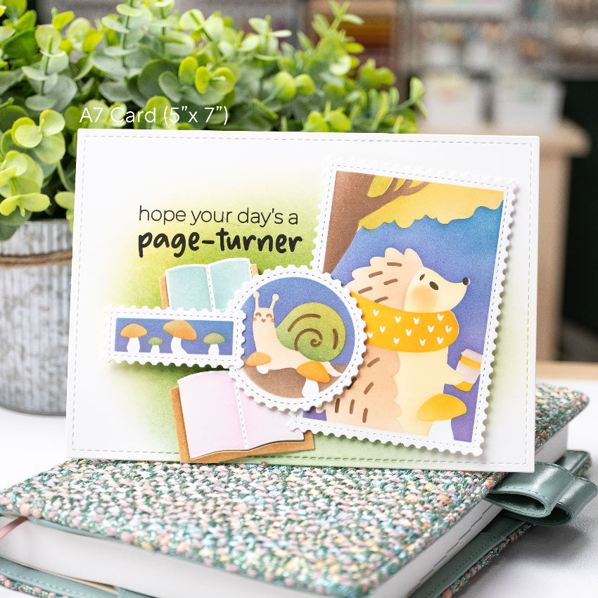 Waffle Flower Nesting Postage Collage Die and Mush Love Stencil Set snail