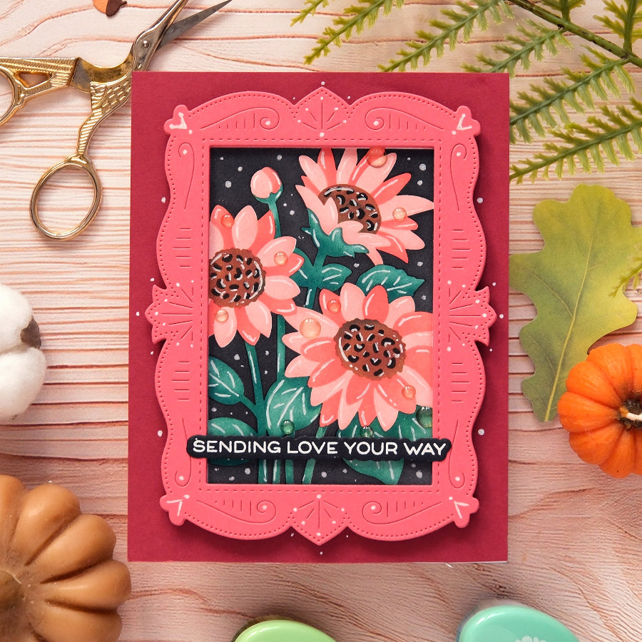 Waffle Flower Nesting Postage Collage Frames Dies 422606 sending love card