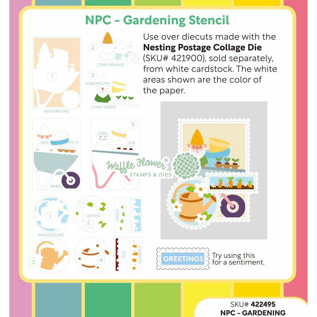 Waffle Flower Nesting Postage Collage Gardening Stencils 422495 layering guide