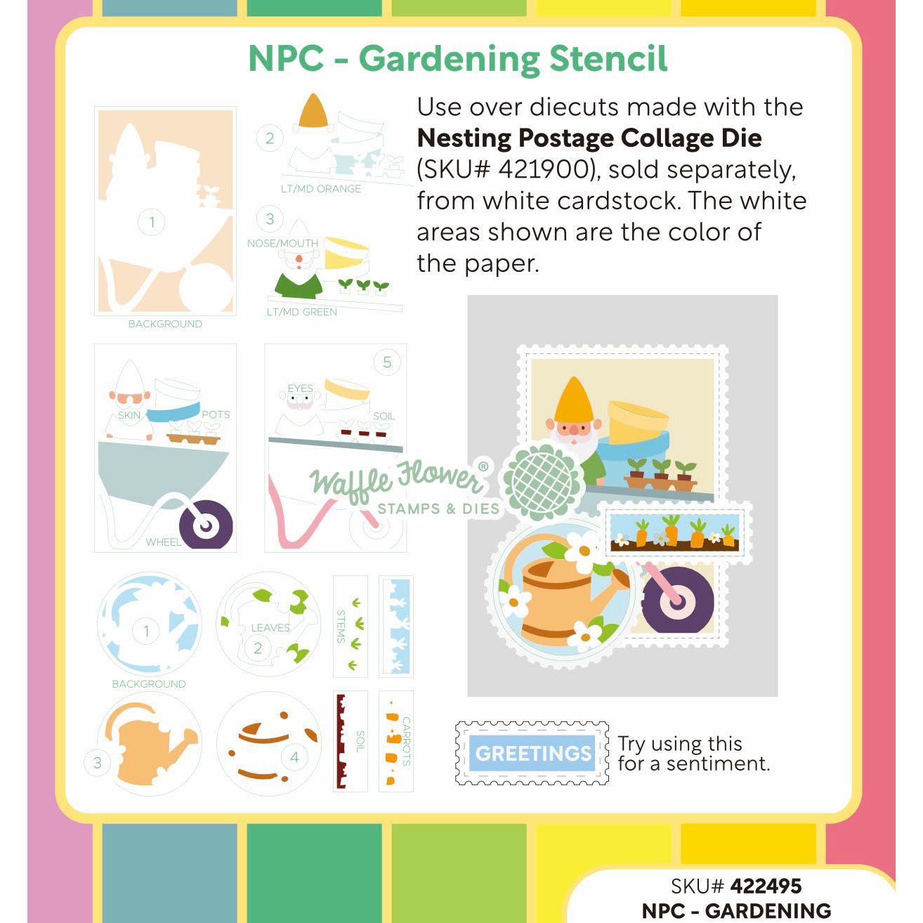 Waffle Flower Nesting Postage Collage Gardening Stencils 422495 layering guide