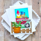 Waffle Flower Nesting Postage Collage Gardening Stencils 422495 red hat garden gnome