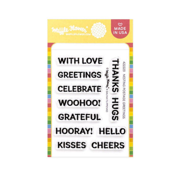 Waffle Flower Nesting Postage Collage Greetings Clear Stamps 422223