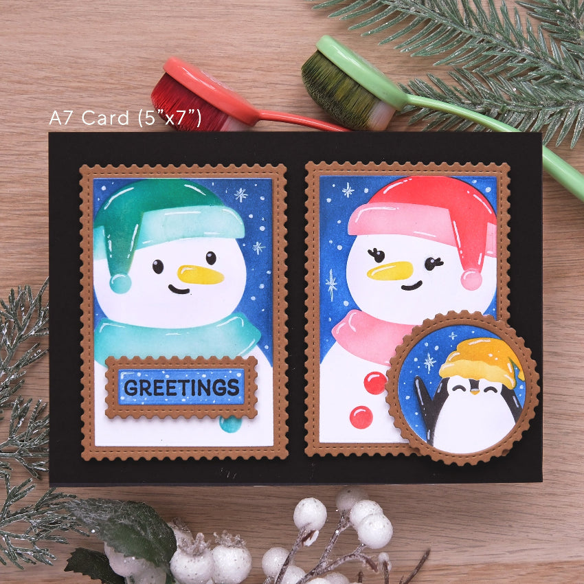Waffle Flower Nesting Postage Collage Let it Snow Stencils 421915 snowmen