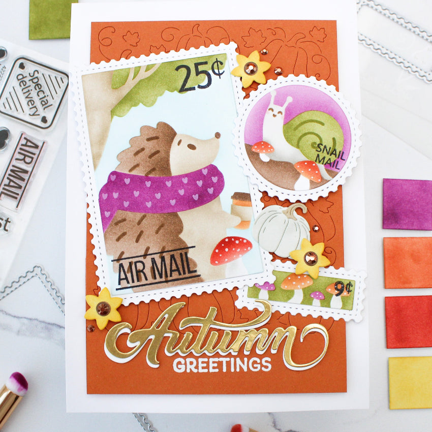 Waffle Flower Nesting Postage Collage Mush Love Stencils 421913 autumn