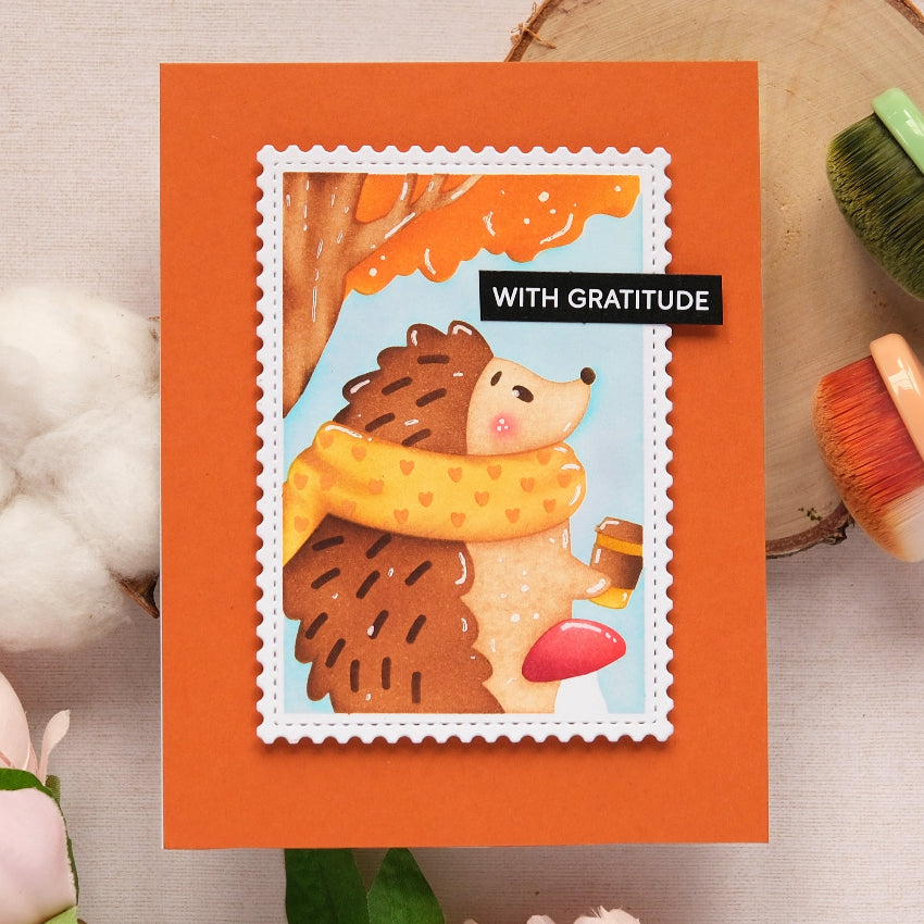 Waffle Flower Nesting Postage Collage Mush Love Stencils 421913 hedgehog