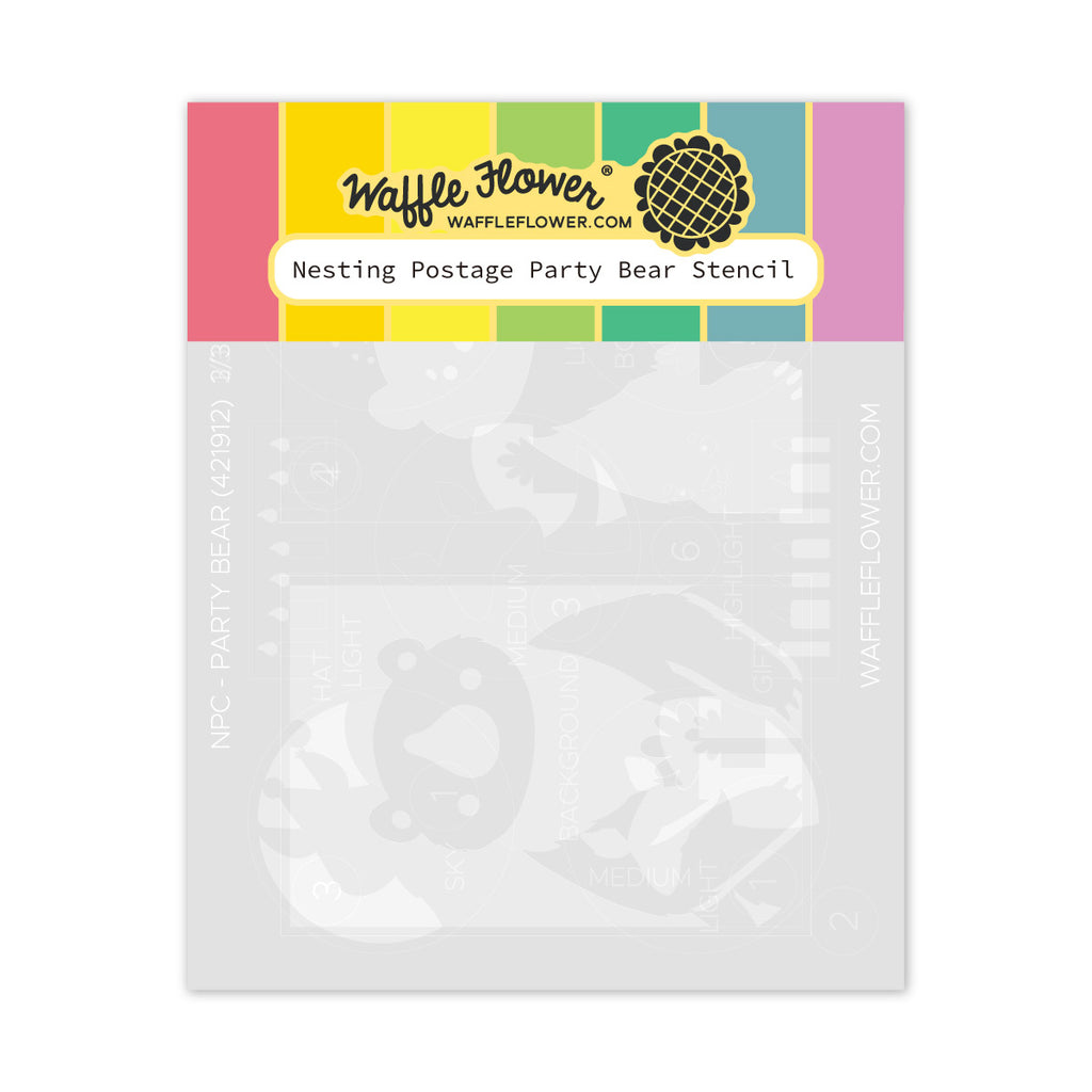 Waffle Flower Nesting Postage Collage Party Bear Stencils 421912