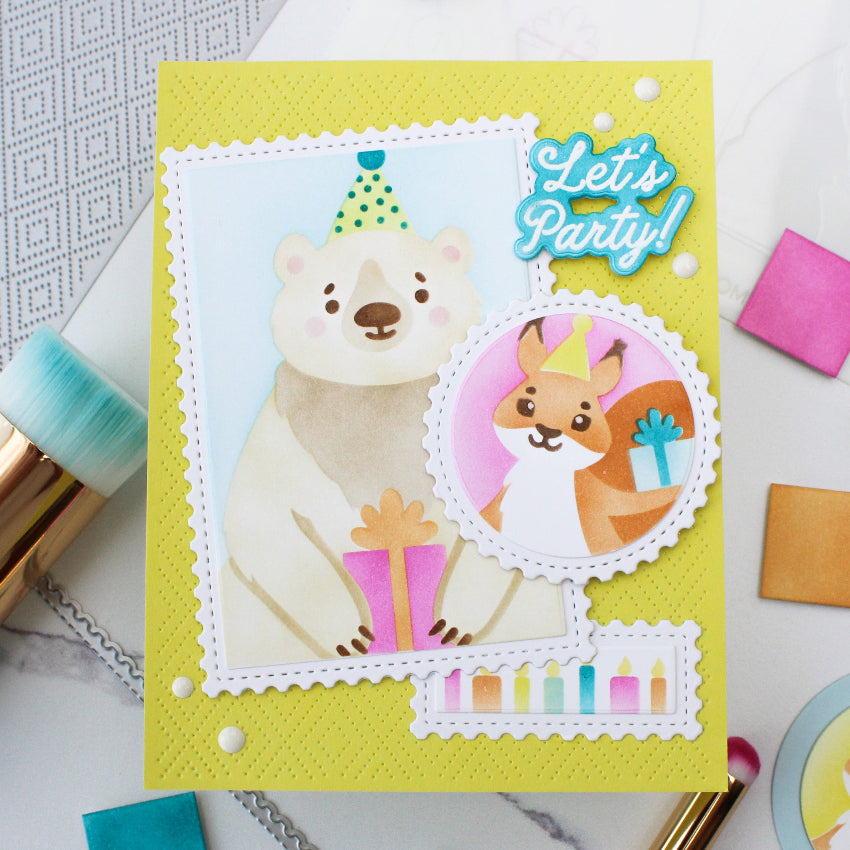 Waffle Flower Nesting Postage Collage Party Bear Stencils 421912 let's party