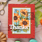 Waffle Flower Nesting Postage Collage Sunflower Stencils 422607 thanks postage stamp card
