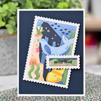 Waffle Flower Nesting Postage Collage Under the Sea Stencils 422464 dark blue