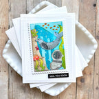 Waffle Flower Nesting Postage Collage Under the Sea Stencils 422464 school of fish