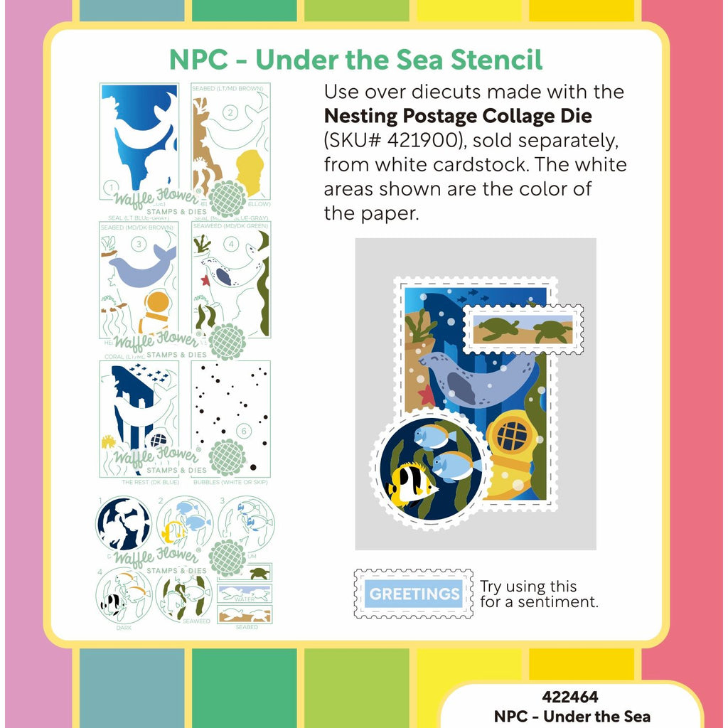 Waffle Flower Nesting Postage Collage Under the Sea Stencils 422464 sea turtles inspiration