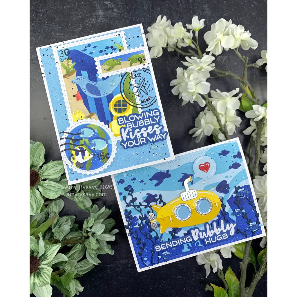 Waffle Flower Nesting Postage Collage Under the Sea Stencils 422464 turtles