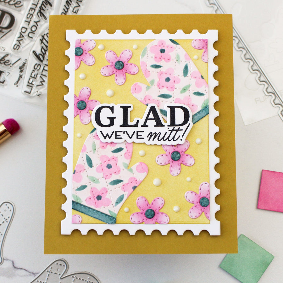 Waffle Flower Nesting Postage Layers Dies 422388 pink flowers