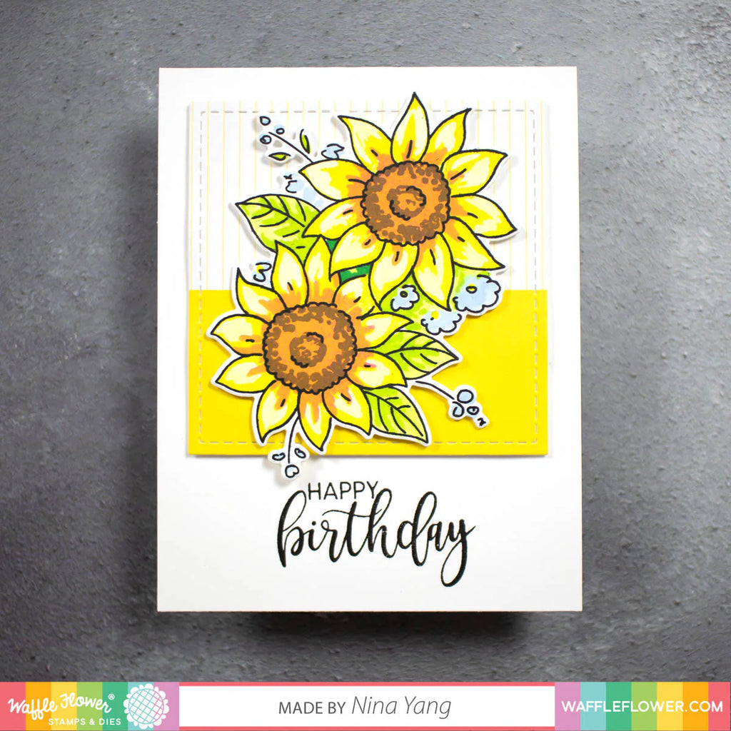 Waffle Flower Nesting Squares Dies 310333 happy birthday